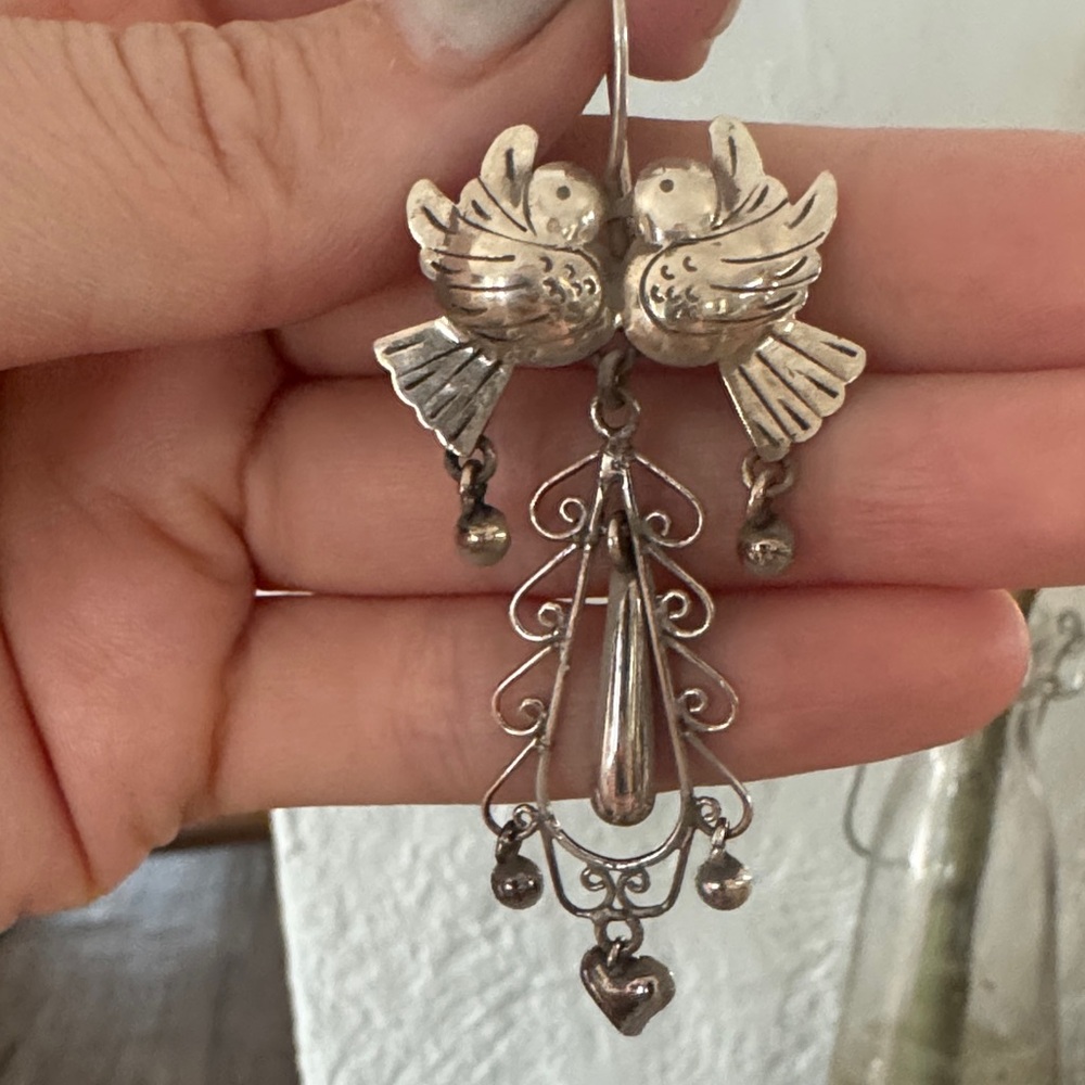 Silver Bird Dangle Earrings - Picture 4 of 5